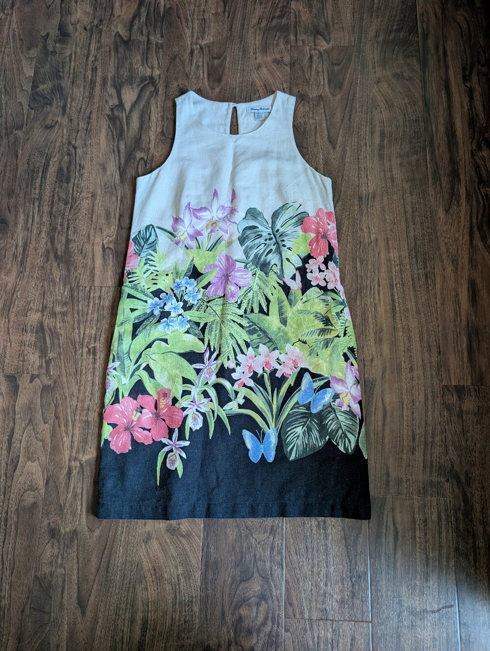 Tommy Bahama Floral Tropical Print Women's Dress in Tan and Black